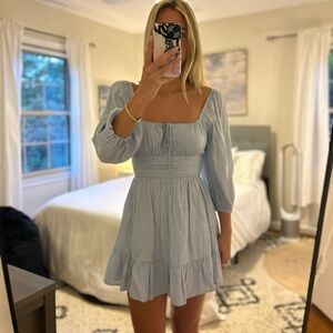 Blue dress with puffy sleeves